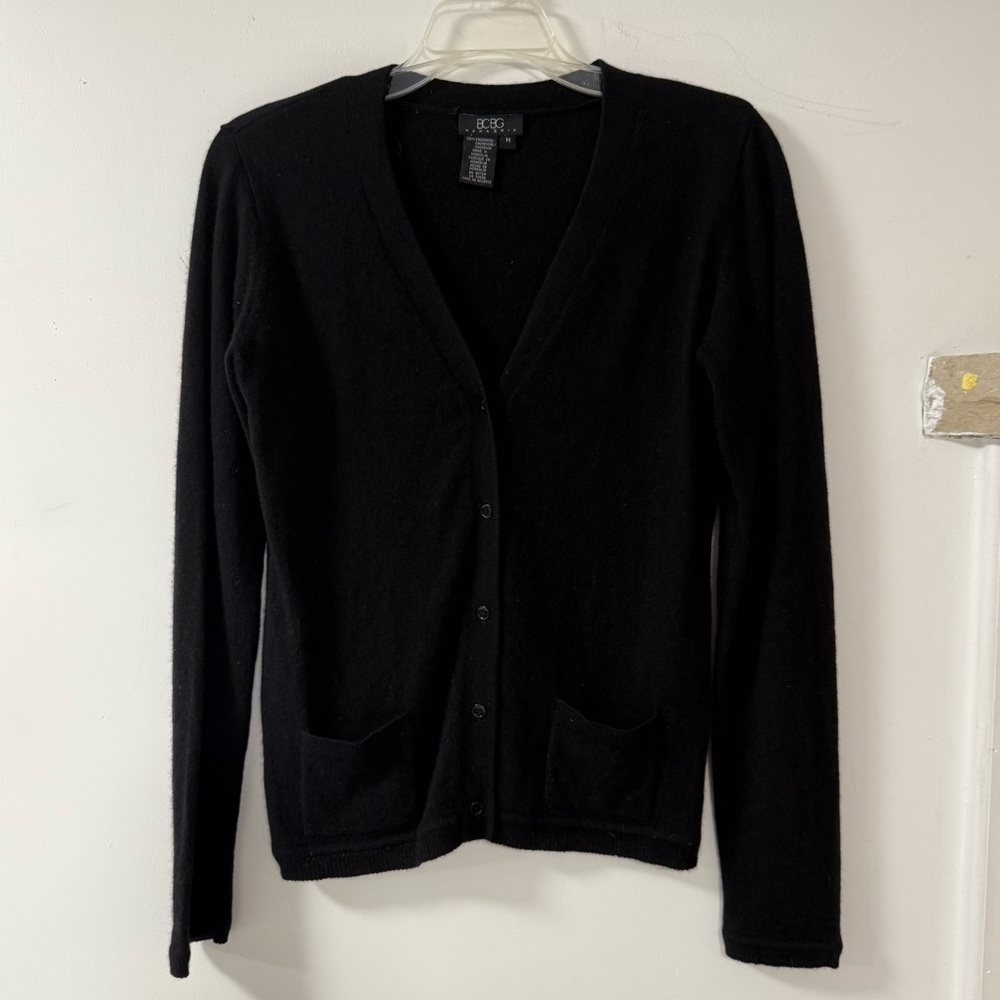 Black cashmere button down sweater
